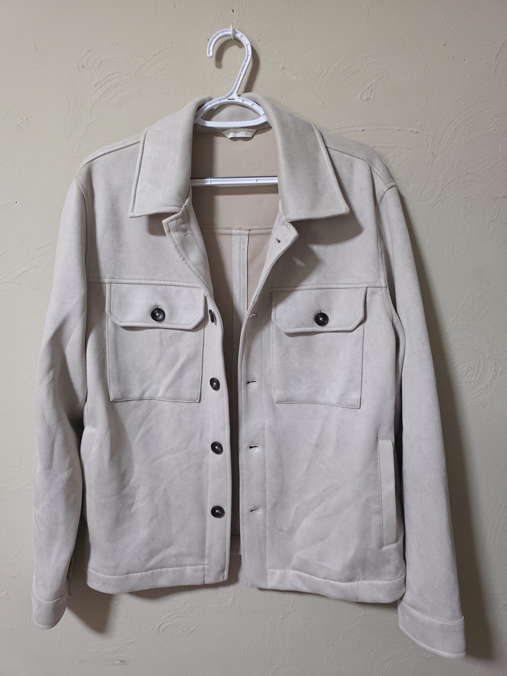 Zara Men's Faux Suede Button-Front Shirt Jacket